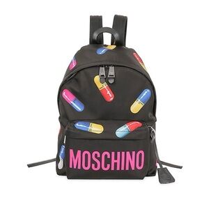 Moschino Black Backpack with Vibrant Pill Design